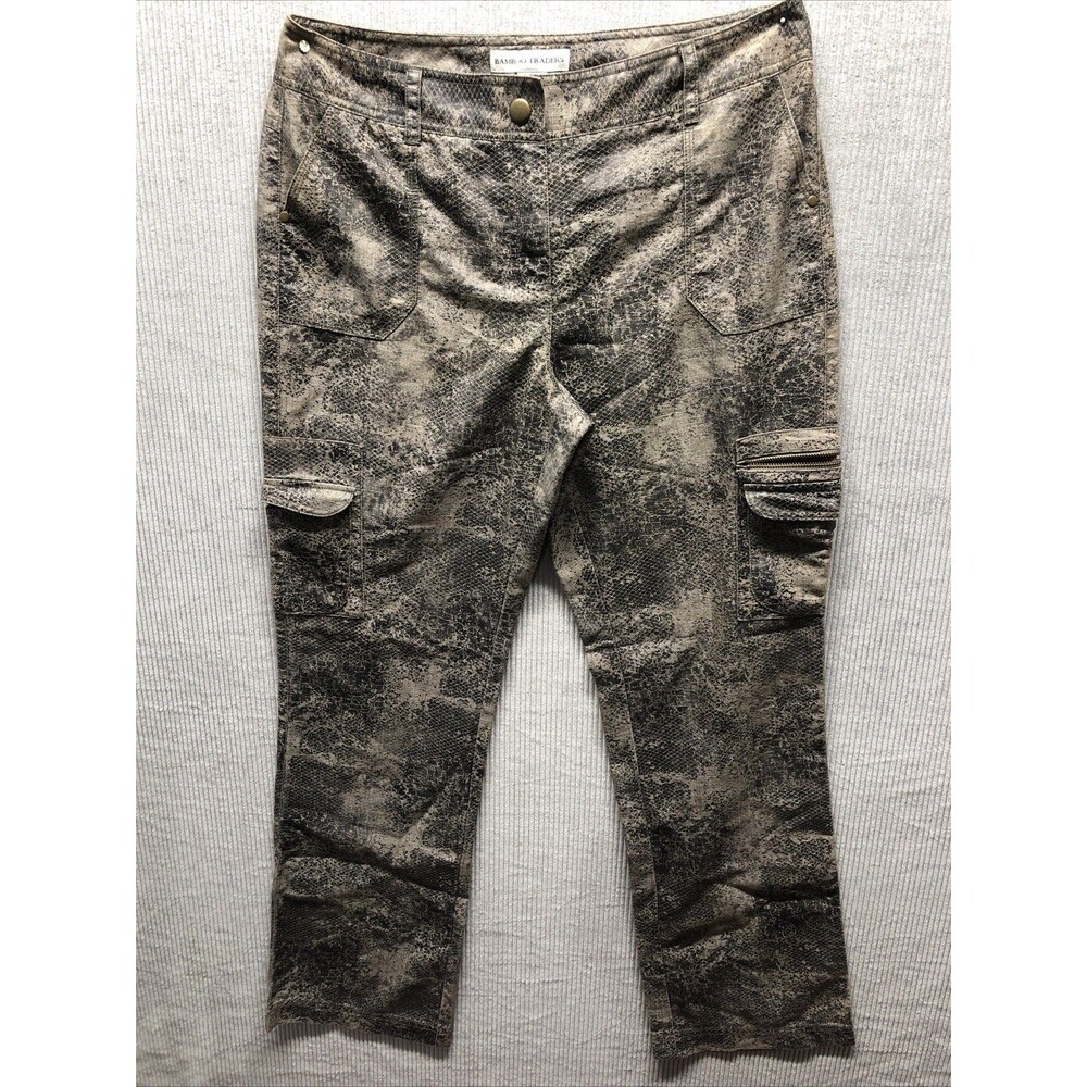 Bamboo Traders Cargo Pants Womens 12 Snakeskin Reptile Print Y2K Utility Safari